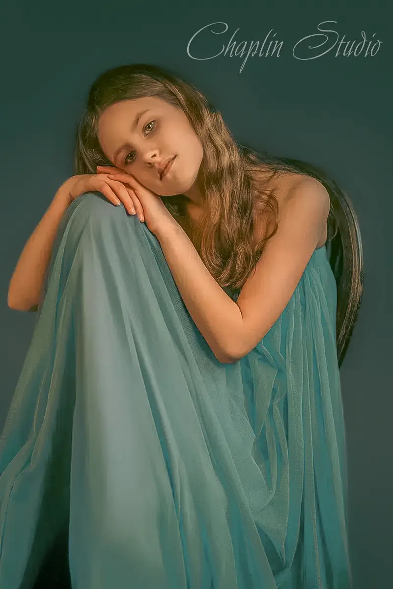 Child in blue dress