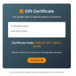 Stylish gift certificate for a professional photoshoot — perfect present from Chaplin Studio